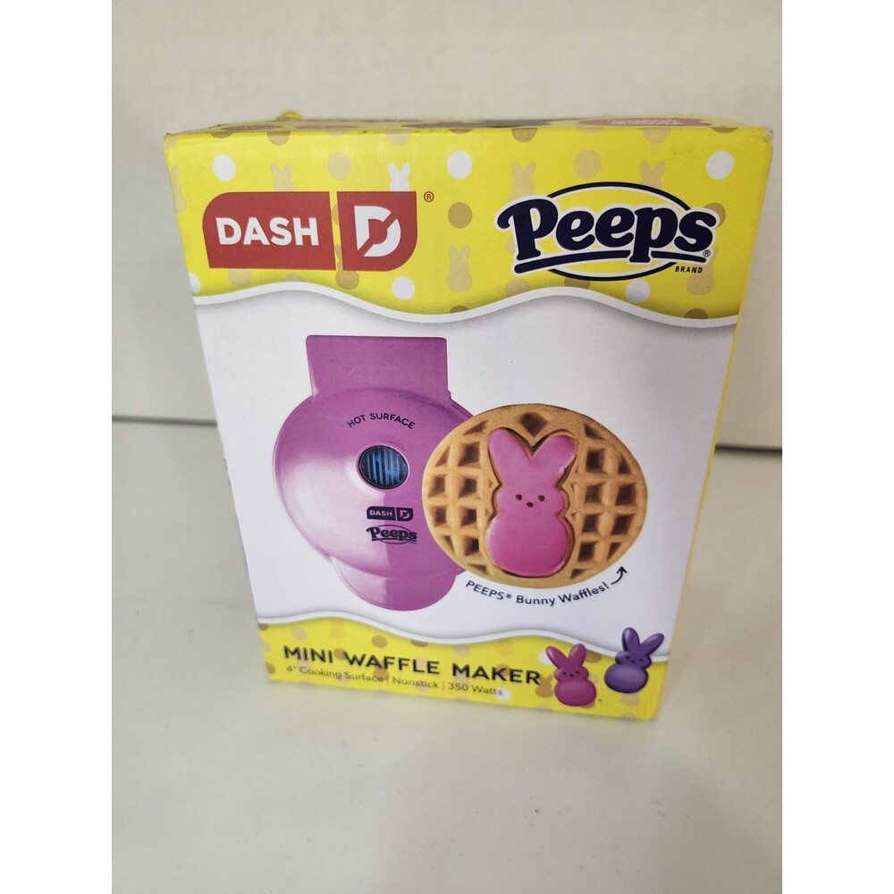 PEEPS x Dash Bunny Mini Waffle Maker, 4" Non-Stick, Pink, for Waffles & Chaffles